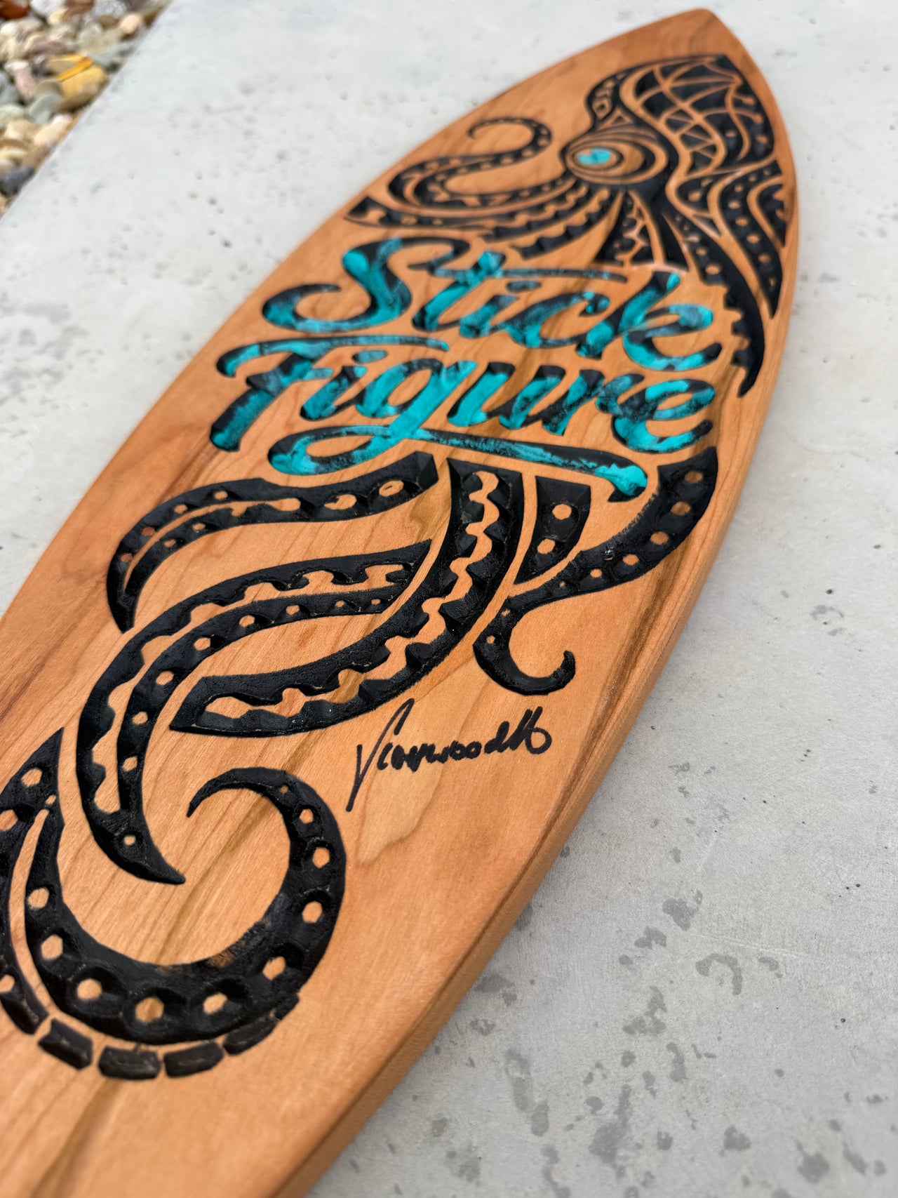 Cherry Wood Surfboard Art by Resonate Woodworks (Signed & Numbered, Shipping Included)