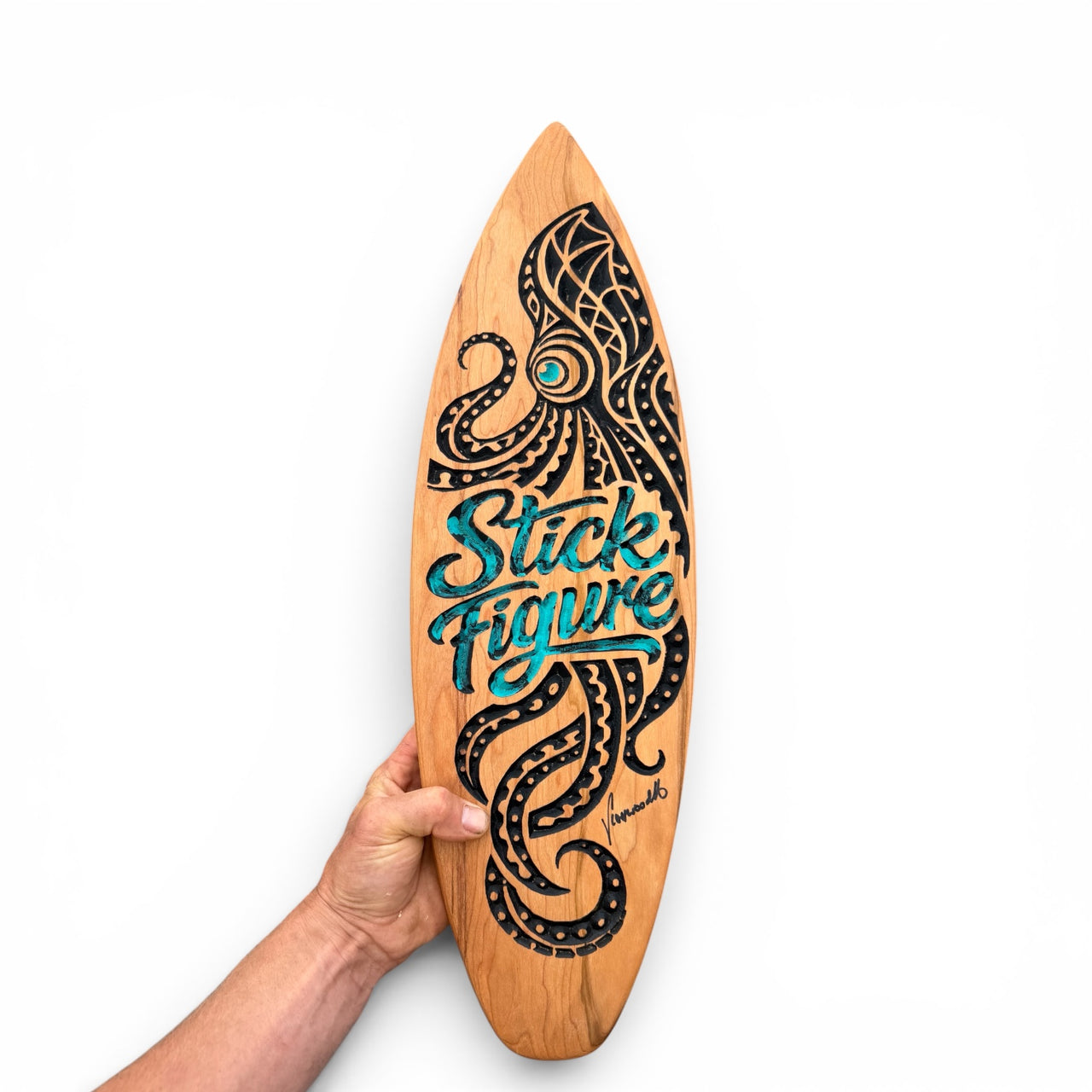 Cherry Wood Surfboard Art by Resonate Woodworks (Signed & Numbered, Shipping Included)