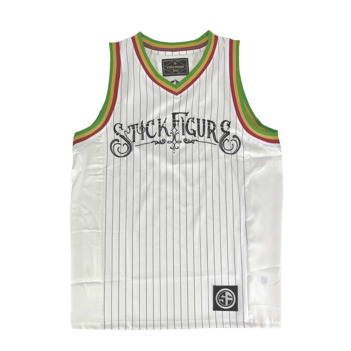 Stick Figure White Pinstripe Embroidered Jersey