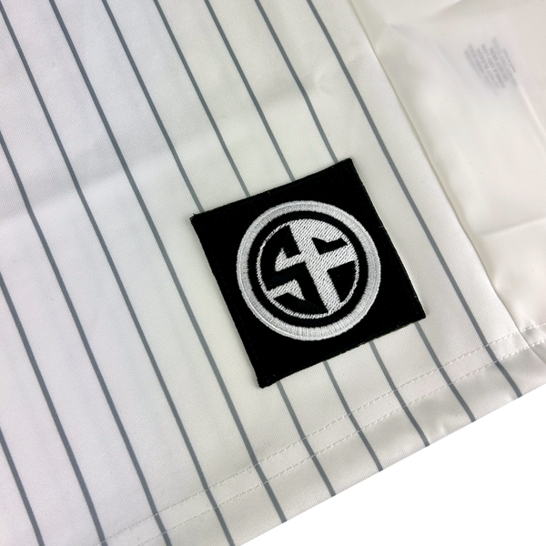 Stick Figure Pinstripe Embroidered Jersey (White)