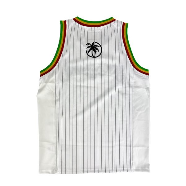 Stick Figure Pinstripe Embroidered Jersey (White)
