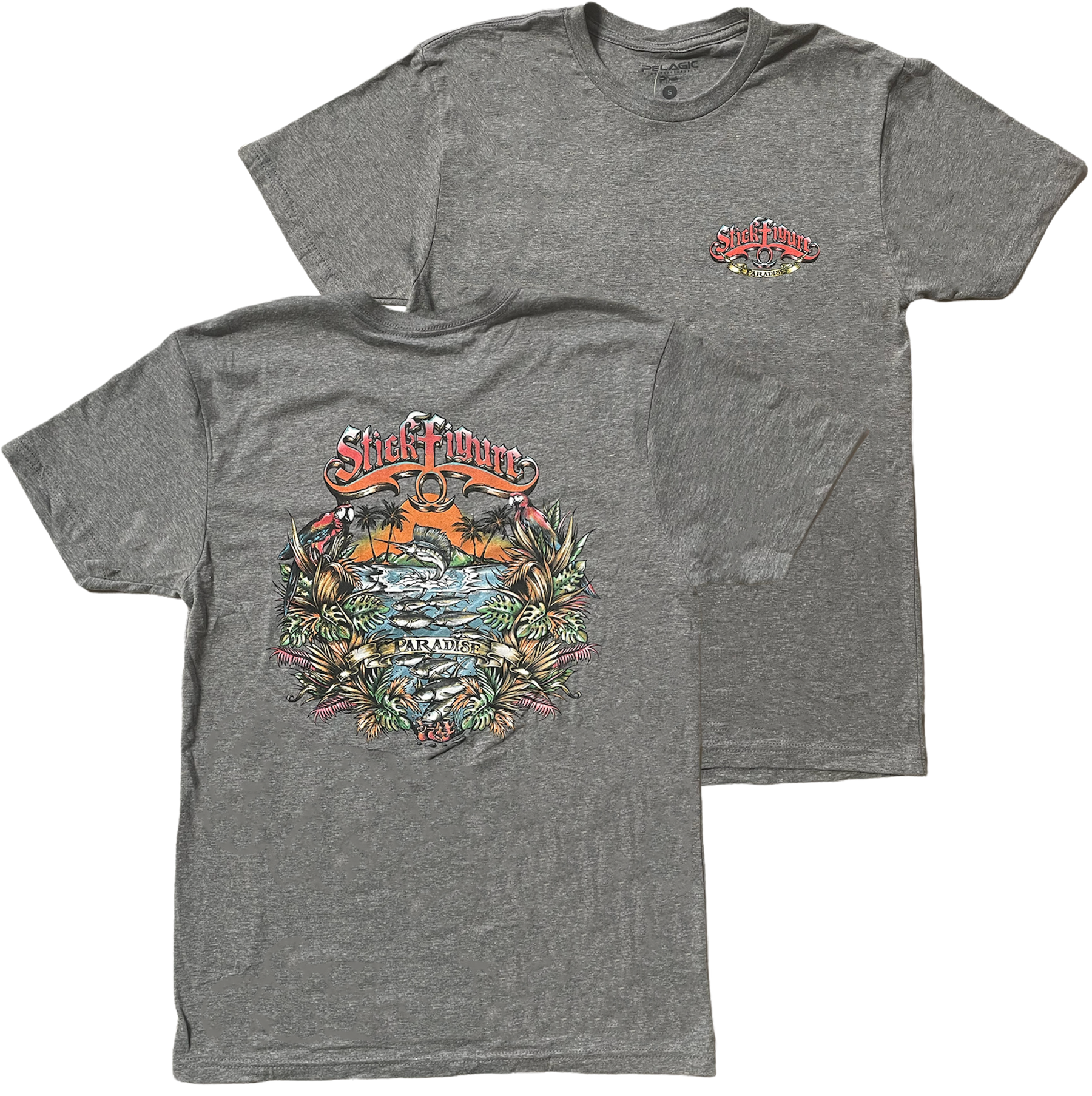 Stick Figure X Pelagic Paradise Tee (Heather Gray) [SMALL & MEDIUM ONLY]