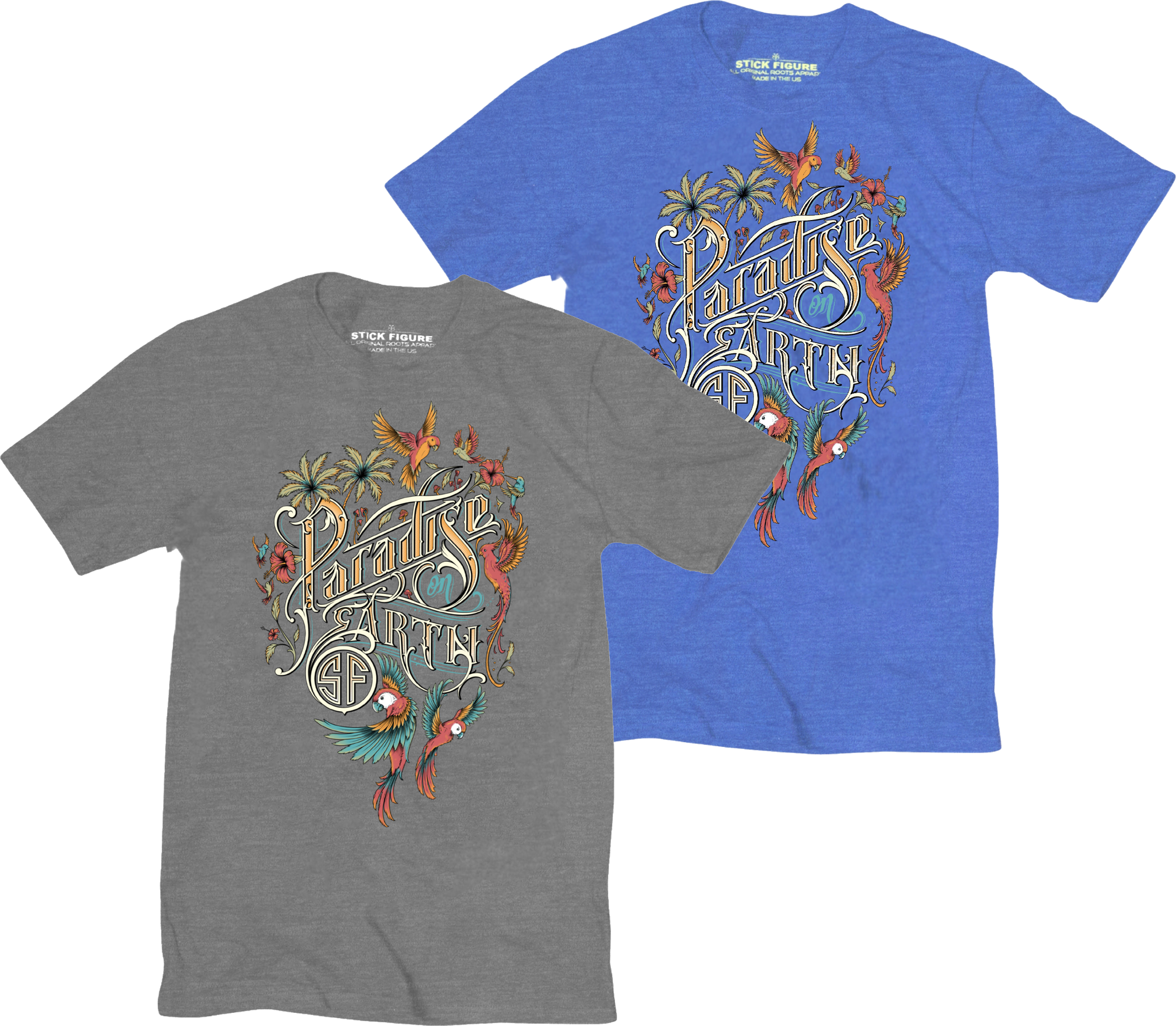 Paradise On Earth Tee (2 Color Options - Blue & Gray)