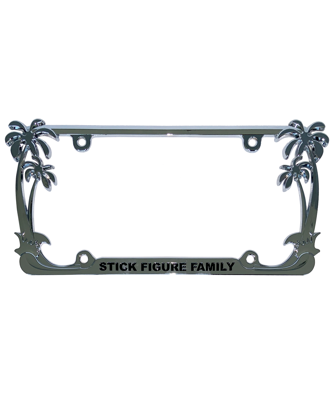 Stick Figure Family Metal License Plate Frame