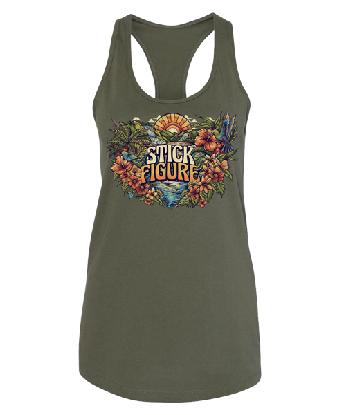 Women's Floral Tank (Olive Green)