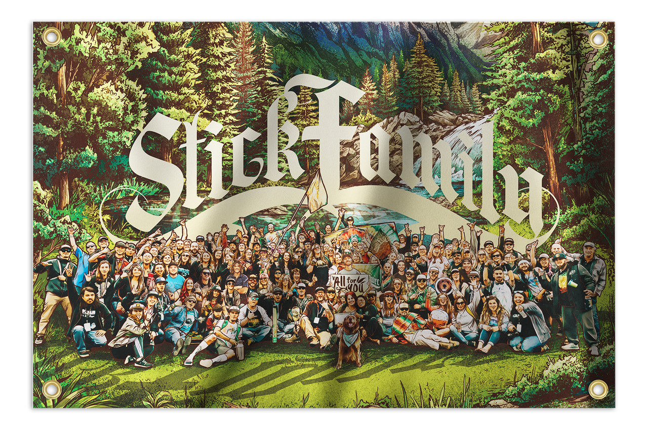 Stick Figure Family Satin Flag
