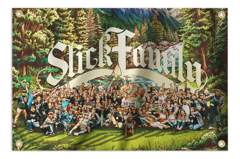 Stick Figure Family Satin Flag